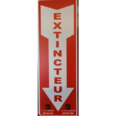 Affiche plastique rigide 'extincteur' en fleche 4 x 12